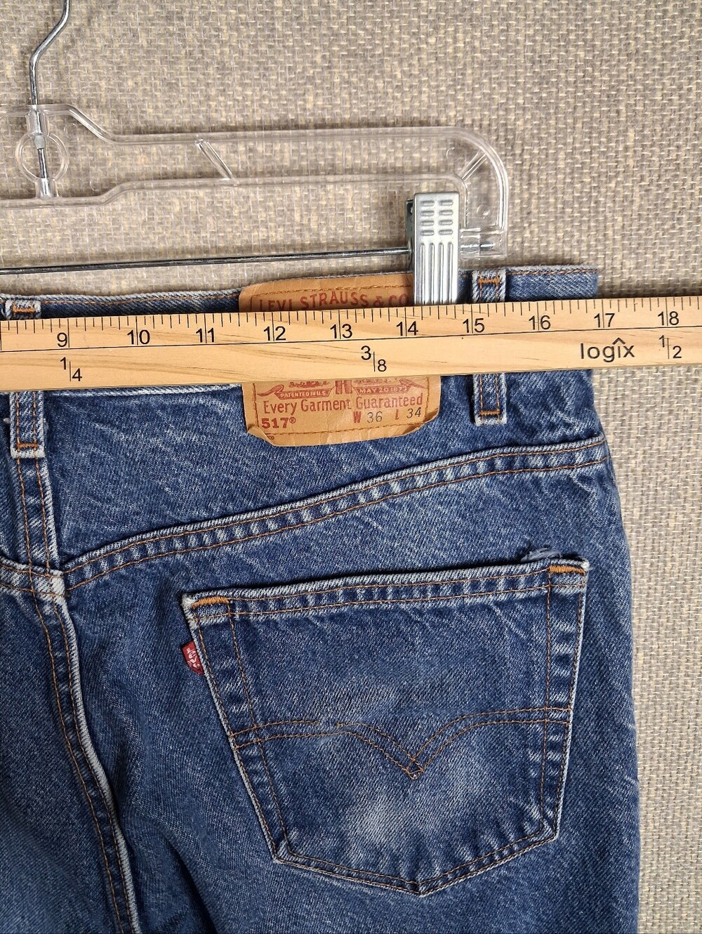 Levi’s 517 Bootcut Jeans Mens 36x34 Blue Denim Medium Wash Workwear Classic - Picture 9 of 12